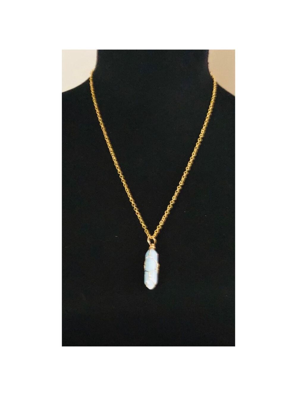 Blue Stone Pendant Gold Chain Necklace